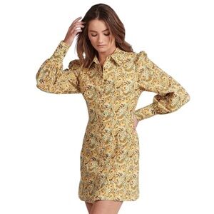 Charlie Holiday Harper Shirt Dress Forest Paisley Medium 6